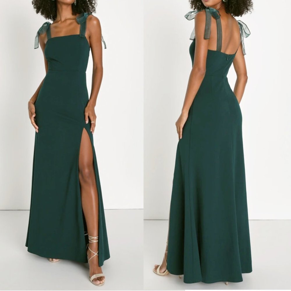 Lulu's Emerald Maxi Dress with Tie Straps